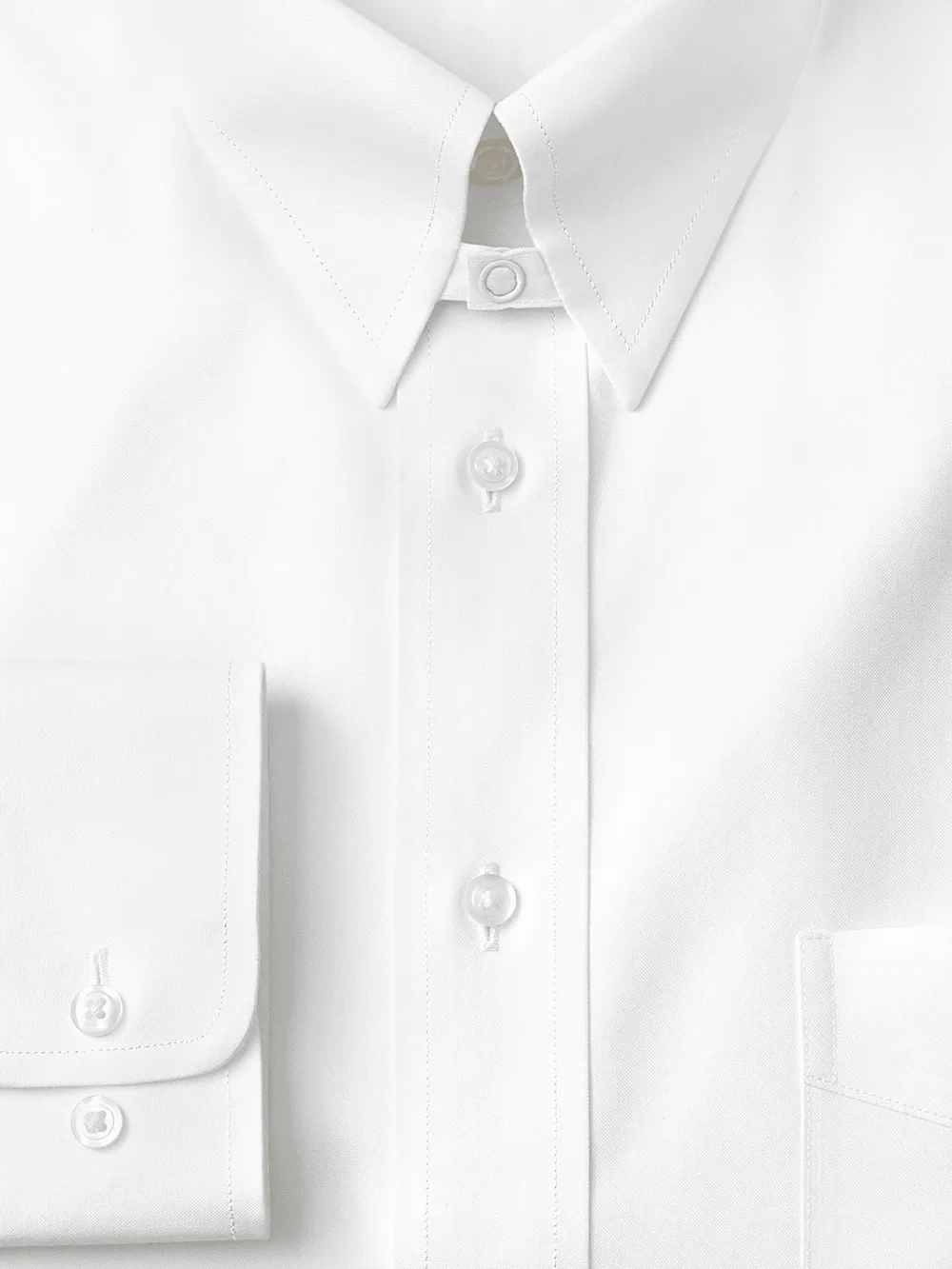 Non-Iron Cotton Pinpoint Solid Snap Tab Collar Dress Shirt - White