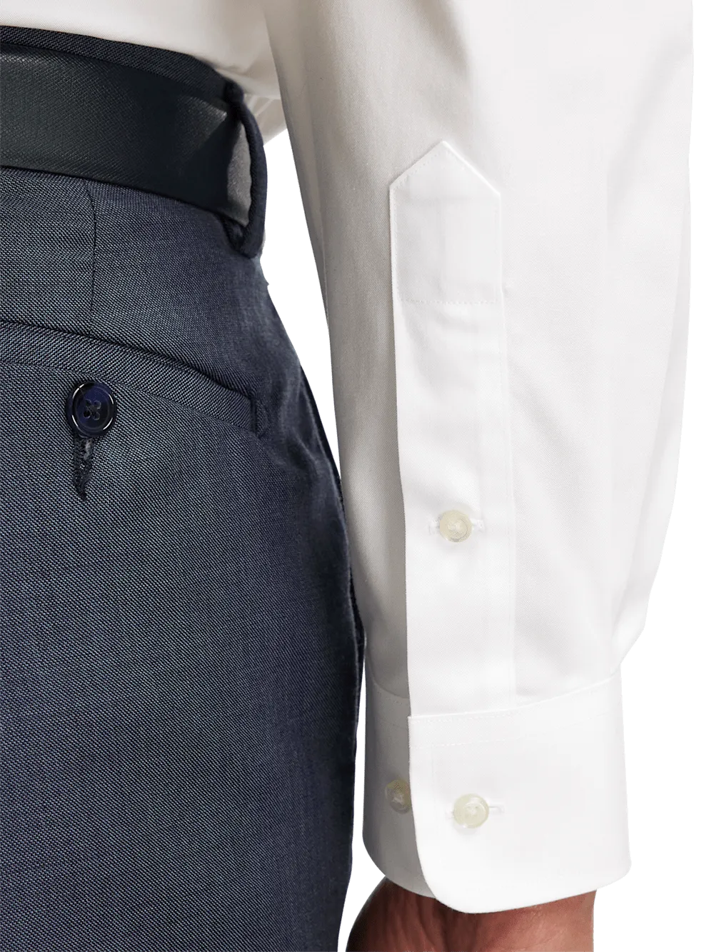 Non-Iron Cotton Pinpoint Solid Spread Collar Dress Shirt - White