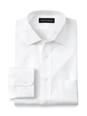 Non-Iron Cotton Pinpoint Solid Spread Collar Dress Shirt - White