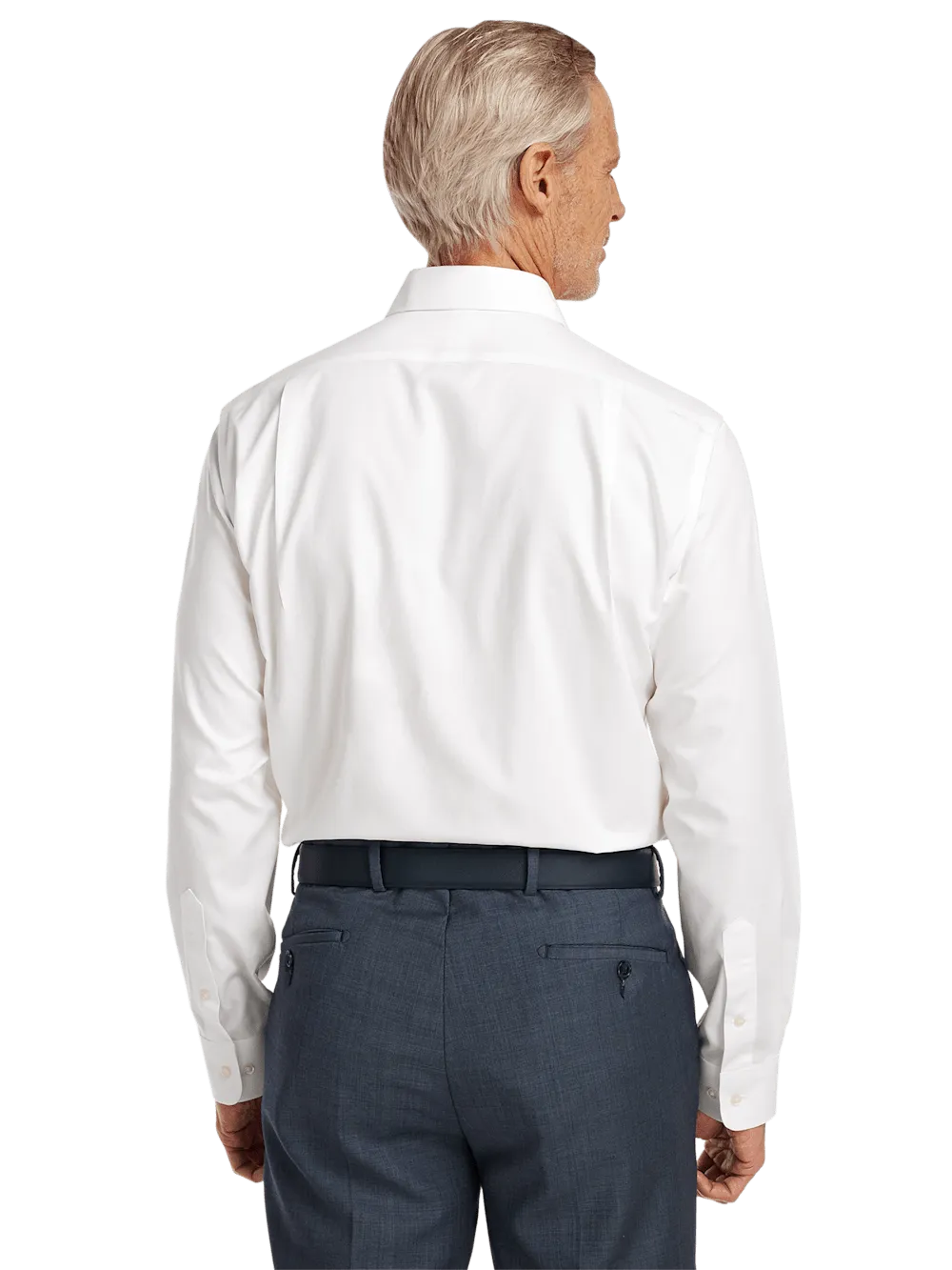 Non-Iron Cotton Pinpoint Solid Spread Collar Dress Shirt - White