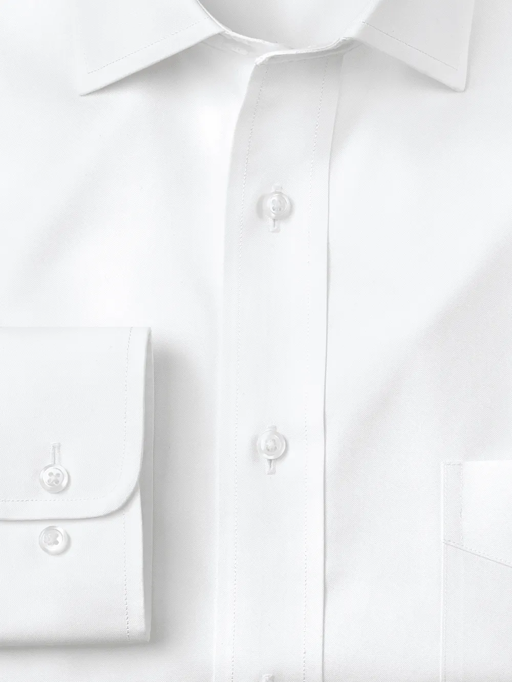 Non-Iron Cotton Pinpoint Solid Spread Collar Dress Shirt - White