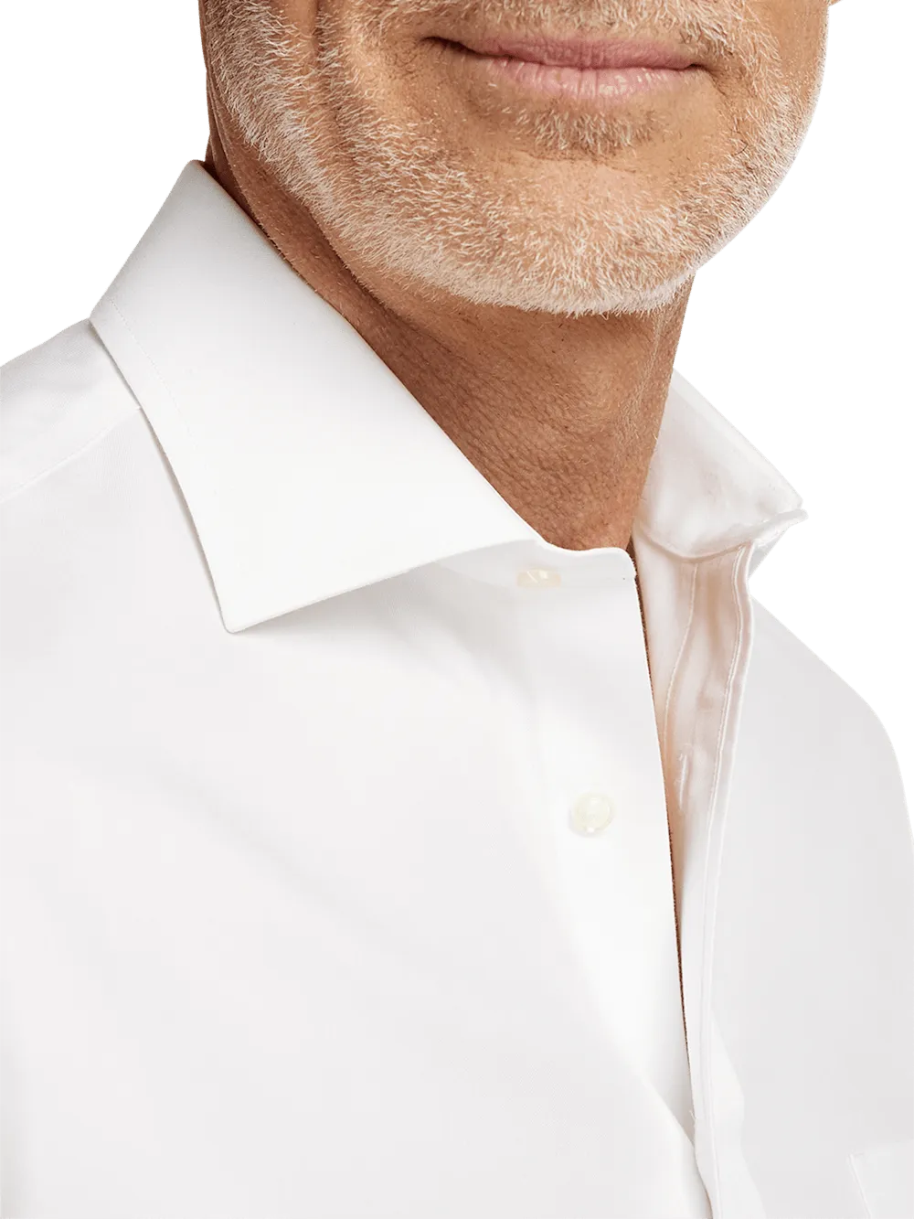 Non-Iron Cotton Pinpoint Solid Spread Collar Dress Shirt - White