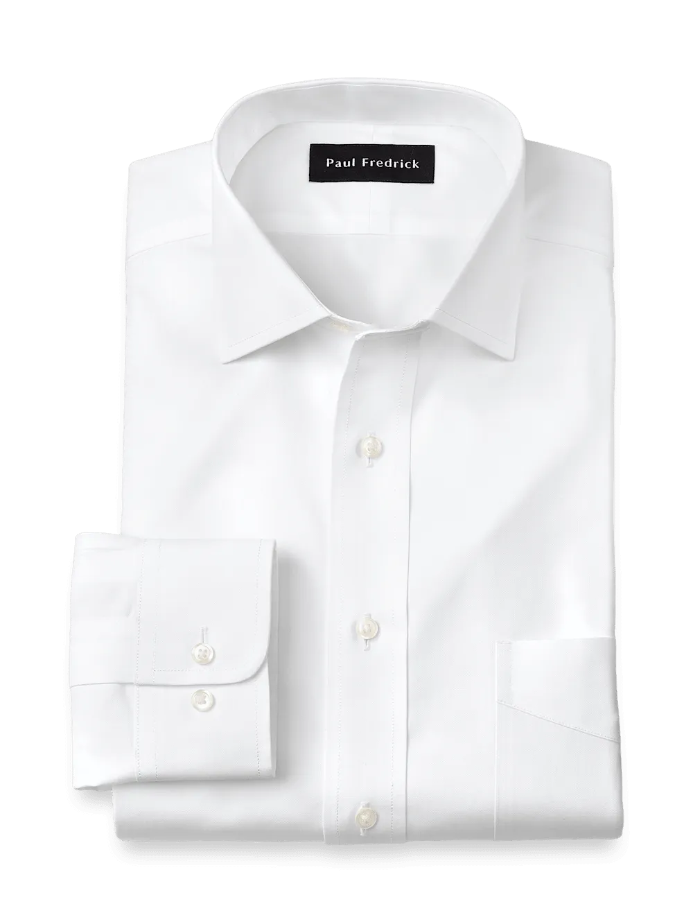 Non-Iron Cotton Pinpoint Solid Spread Collar Dress Shirt - White