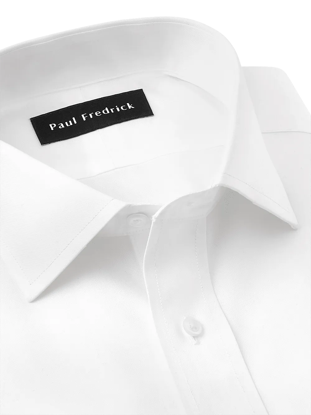 Non-Iron Cotton Pinpoint Solid Spread Collar French Cuff Dress Shirt - White