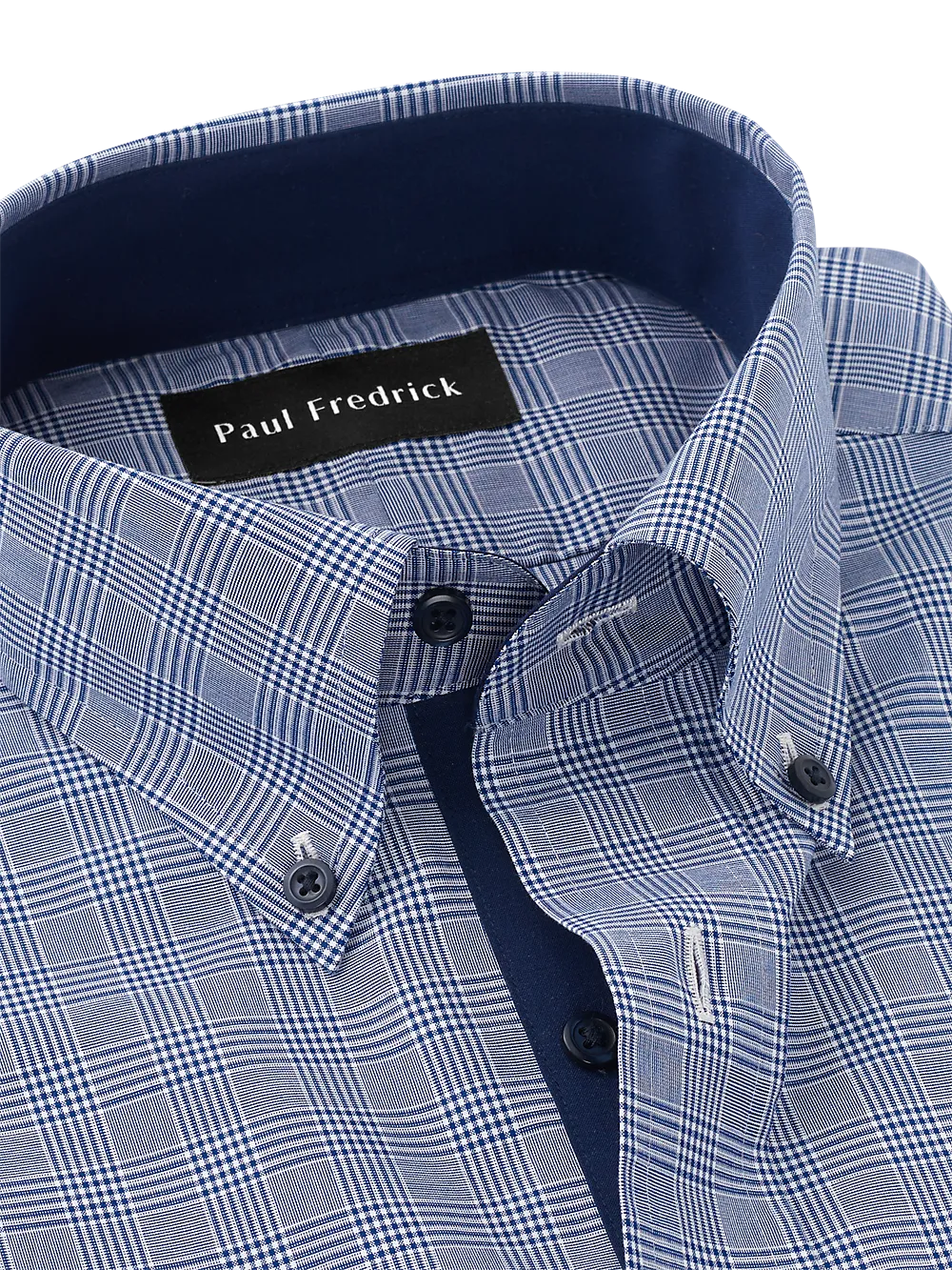 Non-Iron Cotton Plaid Dress Shirt With Contrast Trim - Sodalite