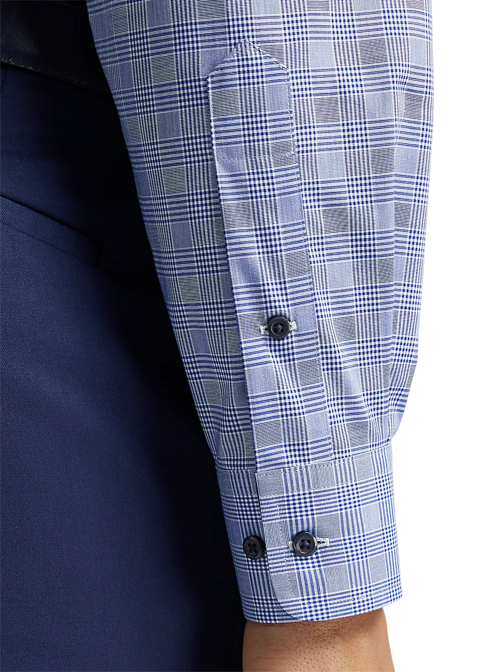 Non-Iron Cotton Plaid Dress Shirt With Contrast Trim - Sodalite