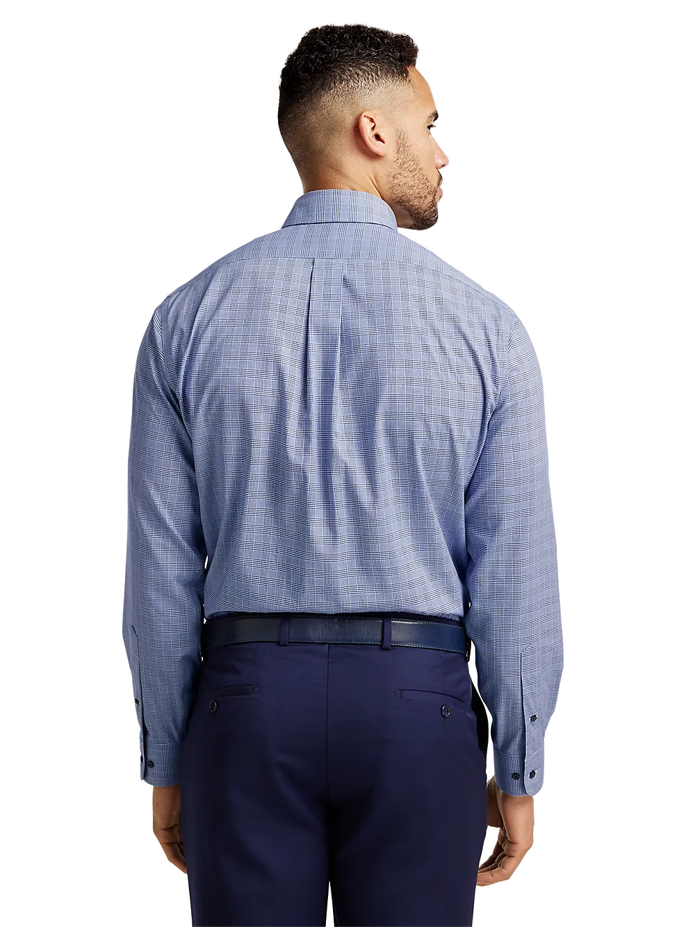 Non-Iron Cotton Plaid Dress Shirt With Contrast Trim - Sodalite
