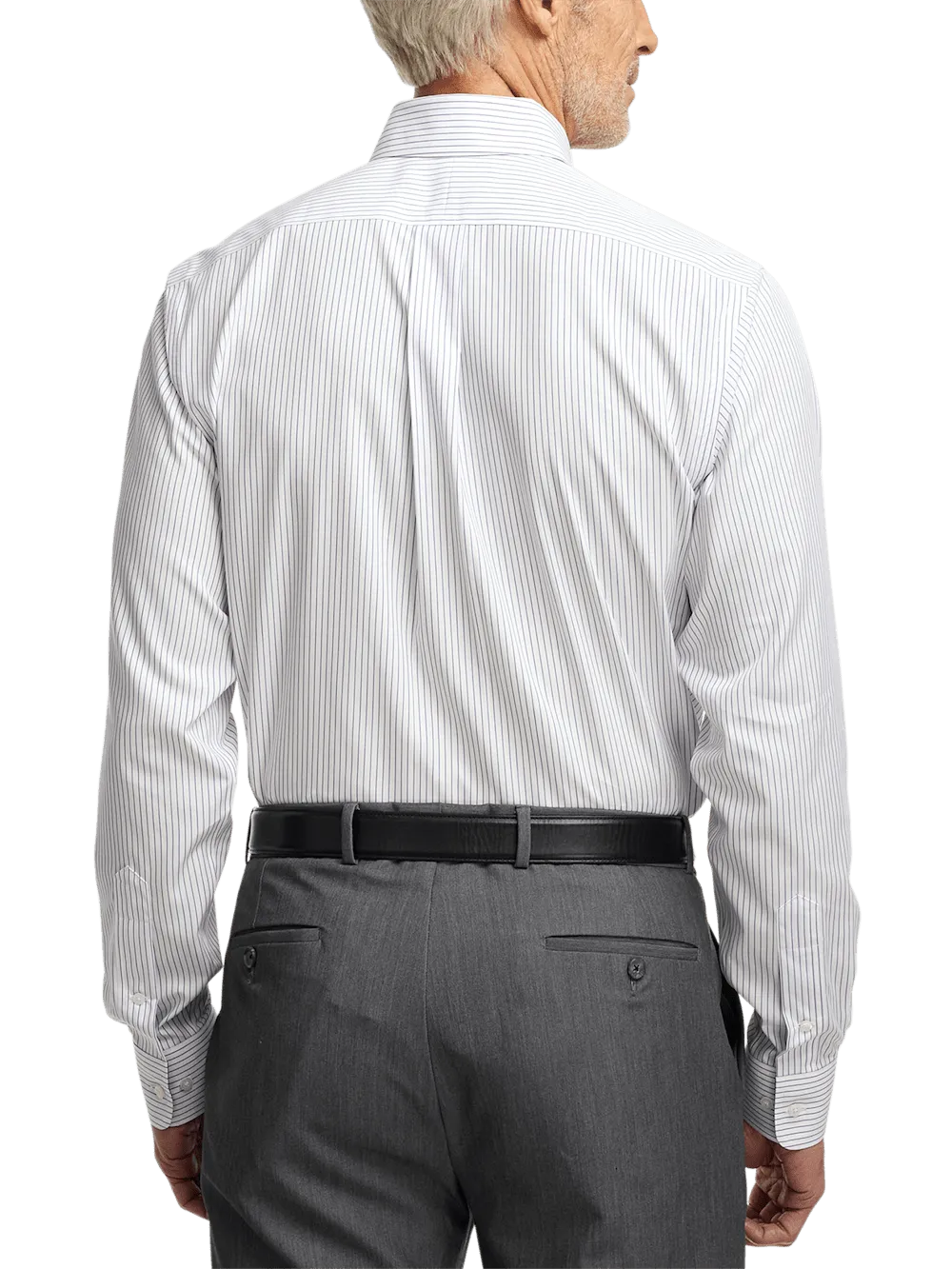 Non-Iron Cotton Stripe Dress Shirt With Contrast Trim - Purple