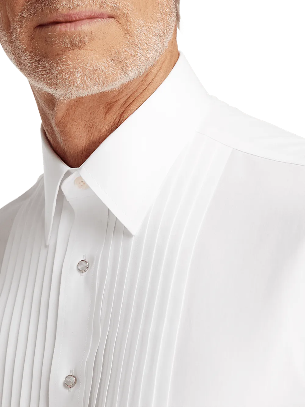Non-Iron Cotton Tuxedo Shirt - White