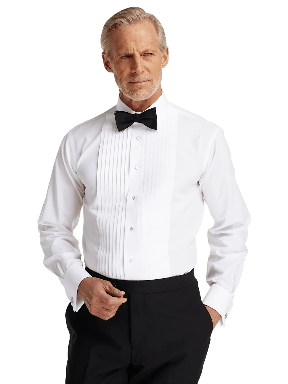 Non-Iron Cotton Tuxedo Shirt - White