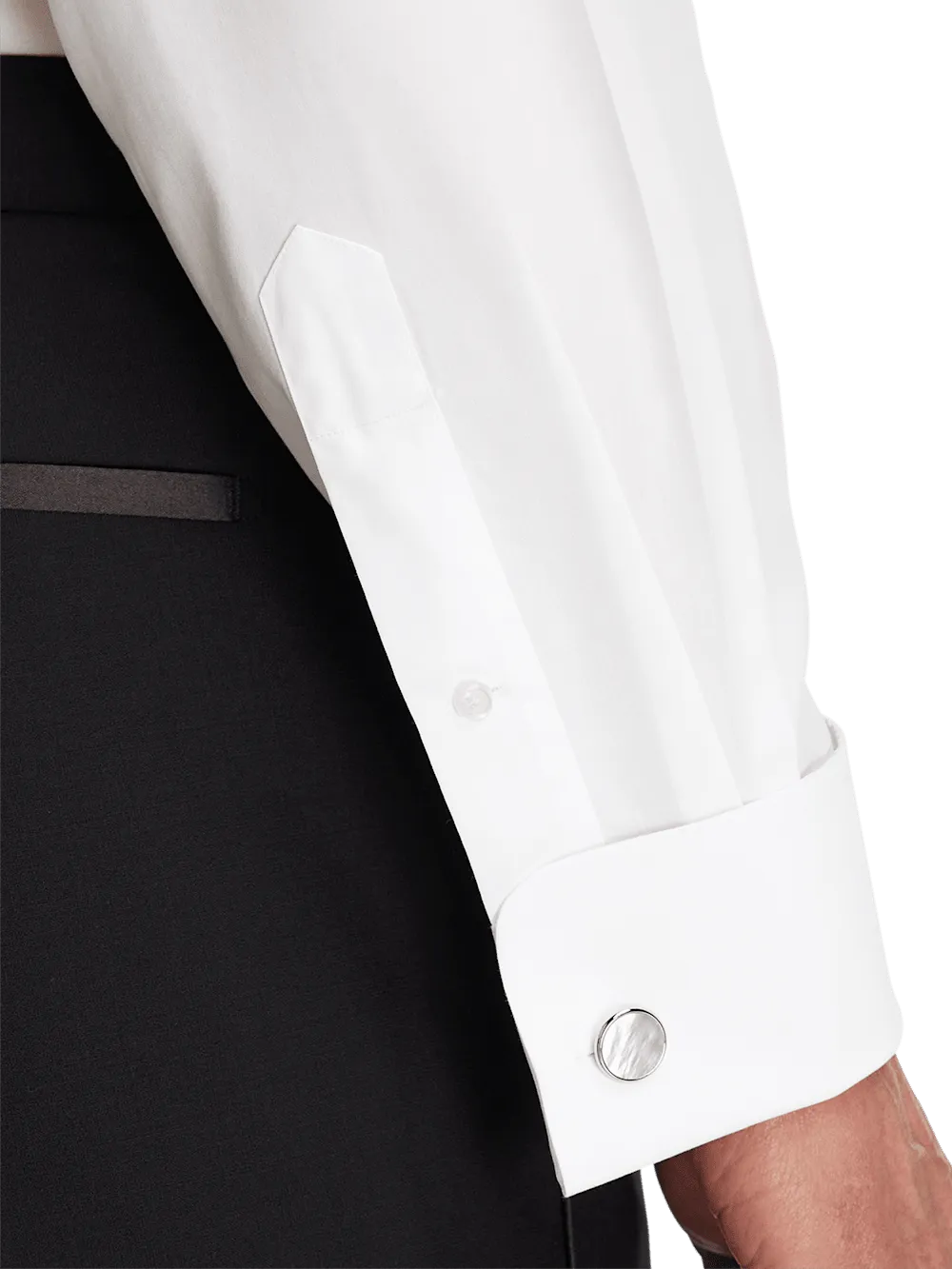 Non-Iron Cotton Tuxedo Shirt - White