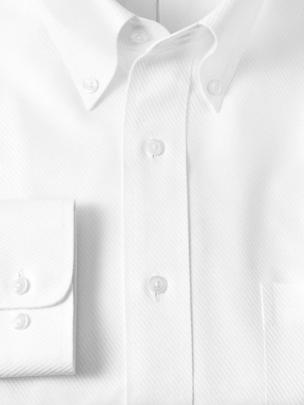 Non-Iron Cotton Twill Button Down Collar Dress Shirt - White