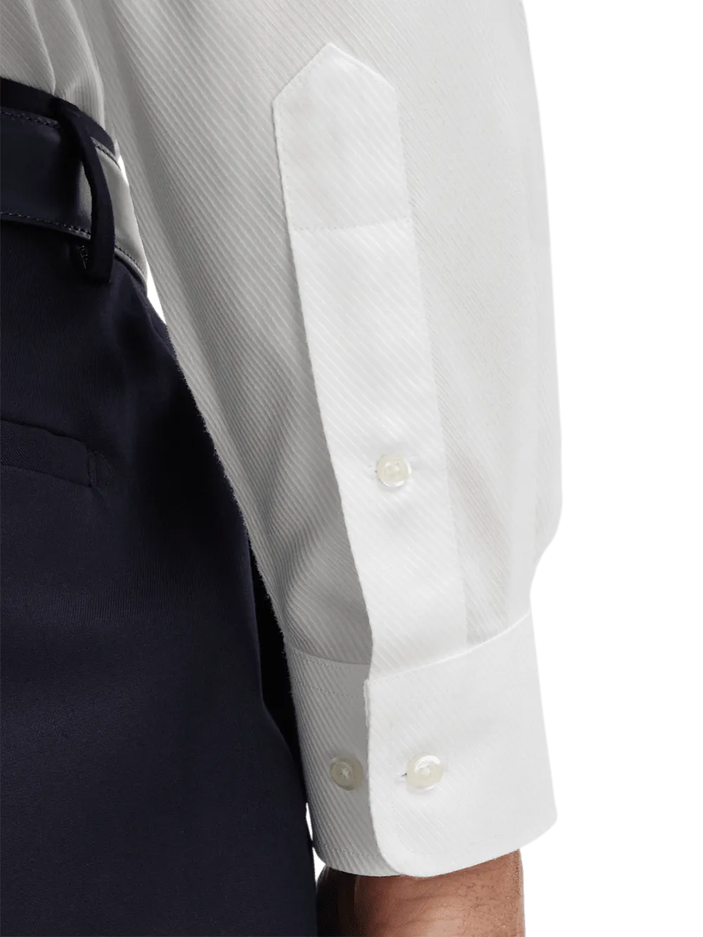 Non-Iron Cotton Twill Button Down Collar Dress Shirt - White