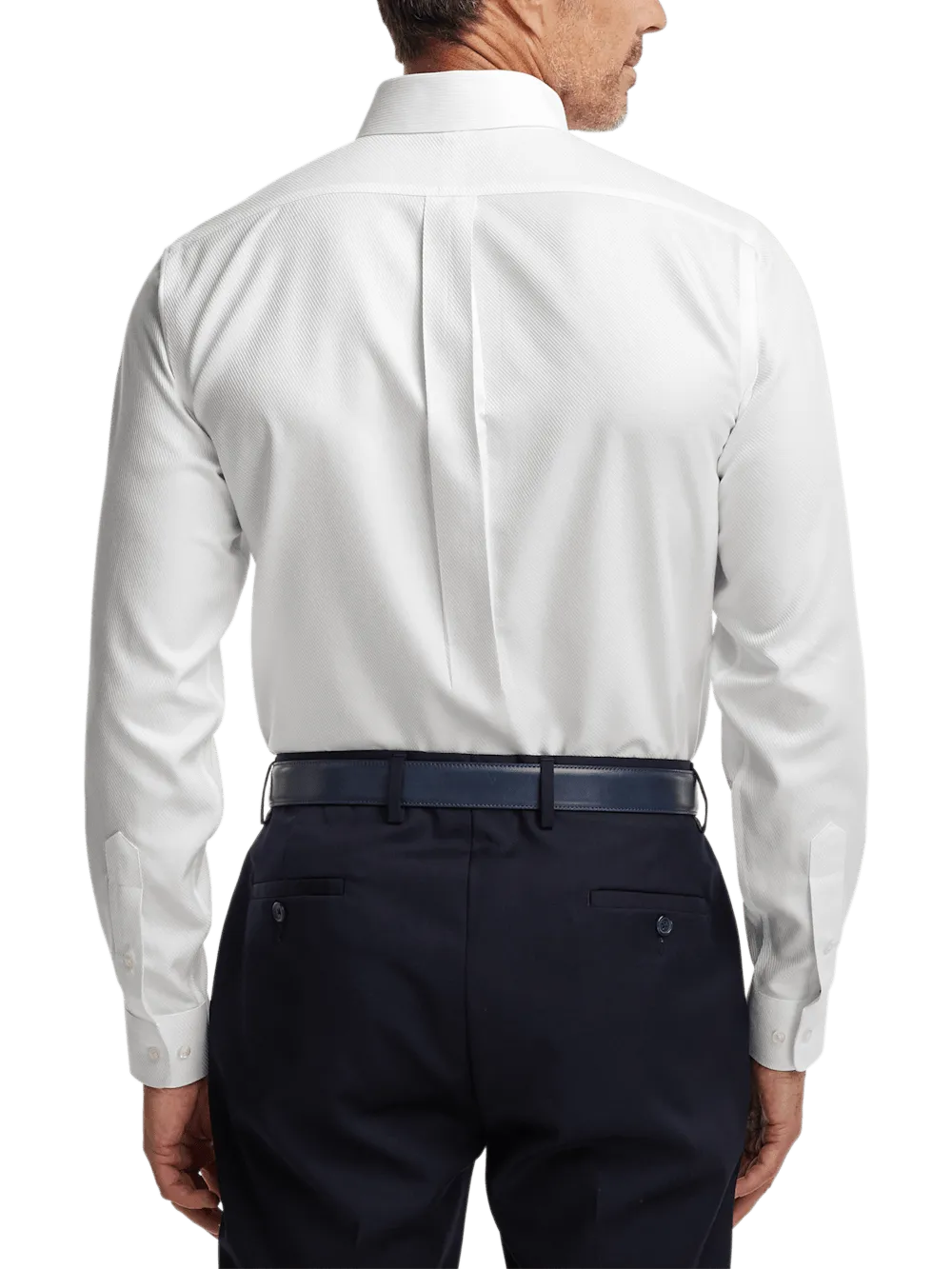Non-Iron Cotton Twill Button Down Collar Dress Shirt - White