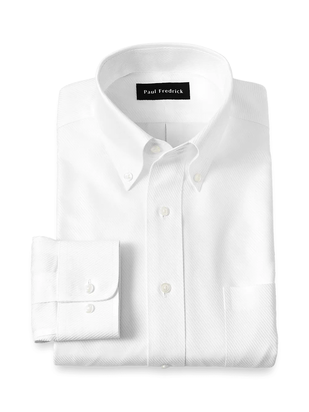 Non-Iron Cotton Twill Button Down Collar Dress Shirt - White