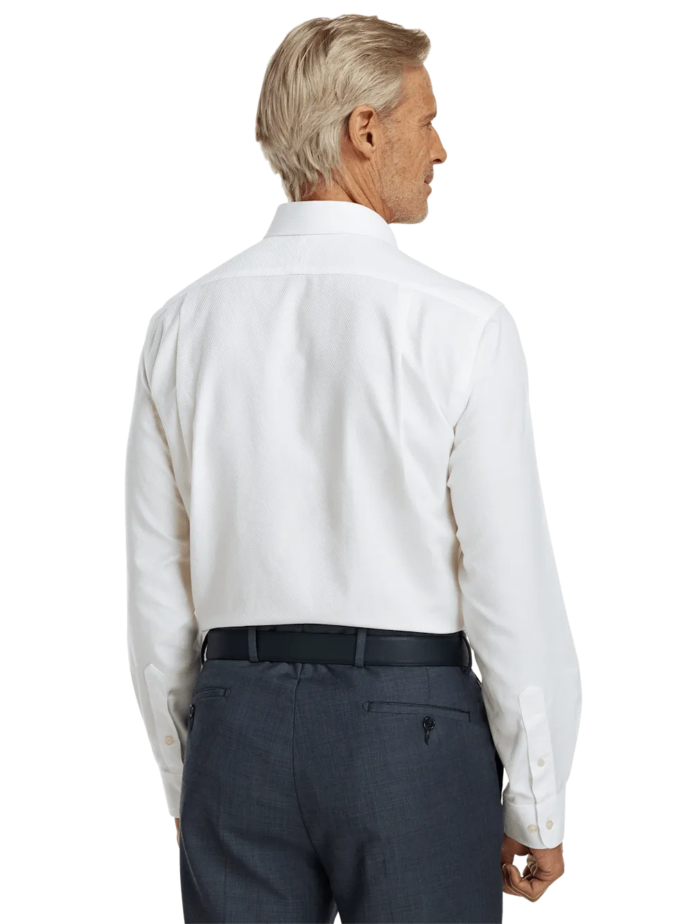 Non-Iron Cotton Twill Spread Collar Dress Shirt - White