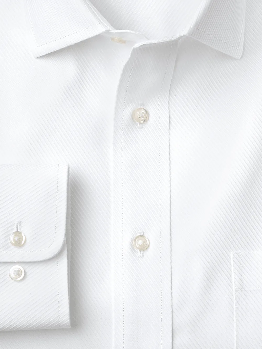Non-Iron Cotton Twill Spread Collar Dress Shirt - White