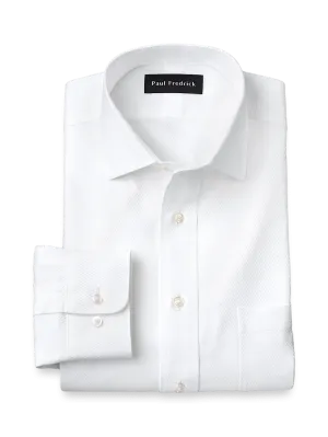 Non-Iron Cotton Twill Spread Collar Dress Shirt - White