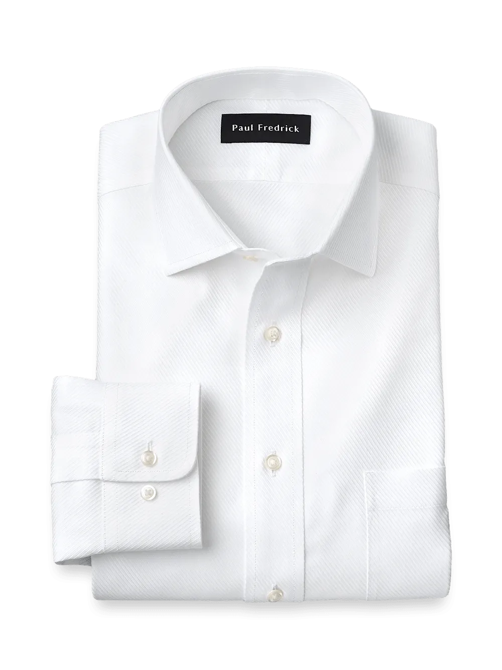 Non-Iron Cotton Twill Spread Collar Dress Shirt - White