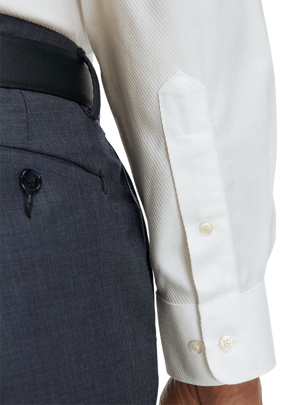 Non-Iron Cotton Twill Spread Collar Dress Shirt - White