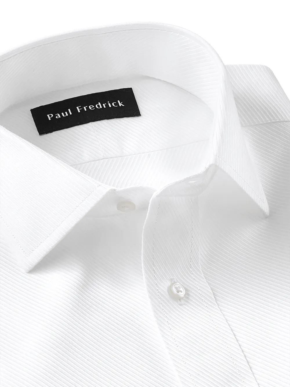 Non-Iron Cotton Twill Spread Collar Dress Shirt - White