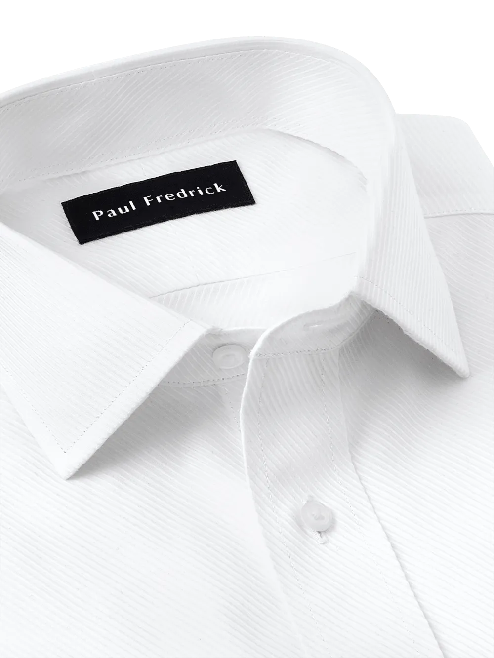 Non-Iron Cotton Twill Spread Collar French Cuff Dress Shirt - White