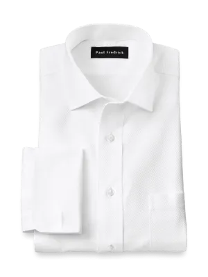 Non-Iron Cotton Twill Spread Collar French Cuff Dress Shirt - White