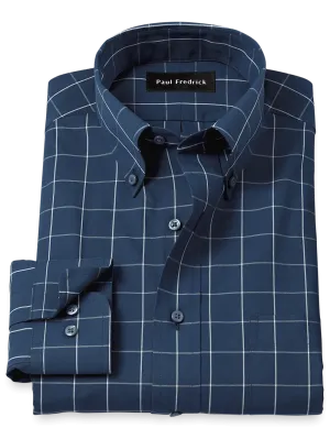 Non-Iron Cotton Windowpane Dress Shirt - Navy