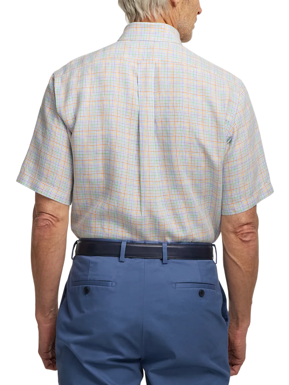Non-Iron Linen Plaid Dress Shirt With Contrast Trim - Multi