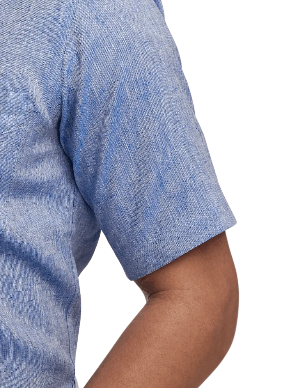 Non-Iron Linen Solid Dress Shirt With Contrast Trim - Dark Blue