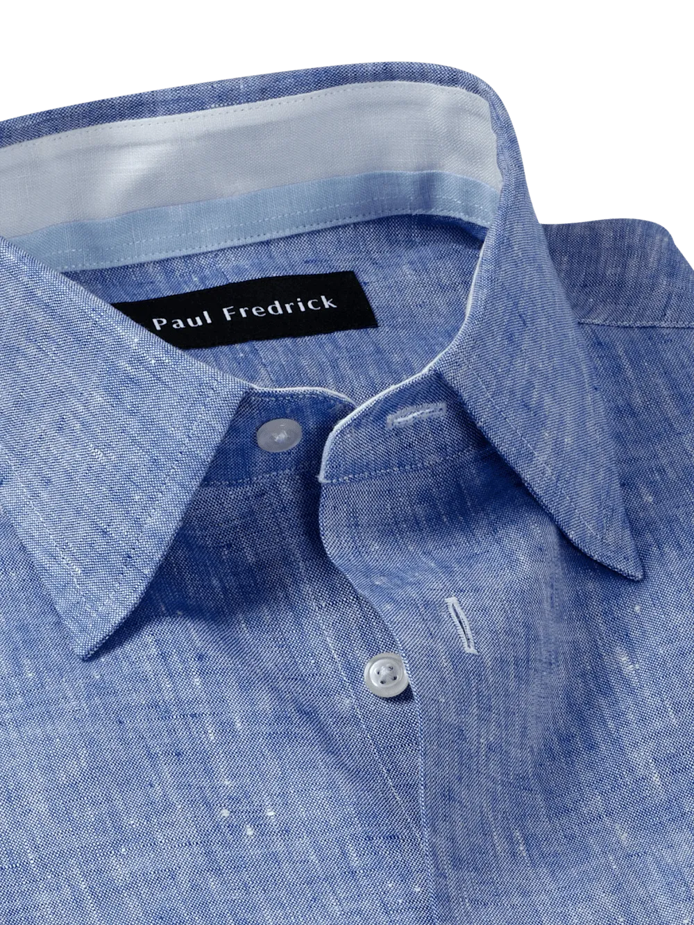 Non-Iron Linen Solid Dress Shirt With Contrast Trim - Dark Blue