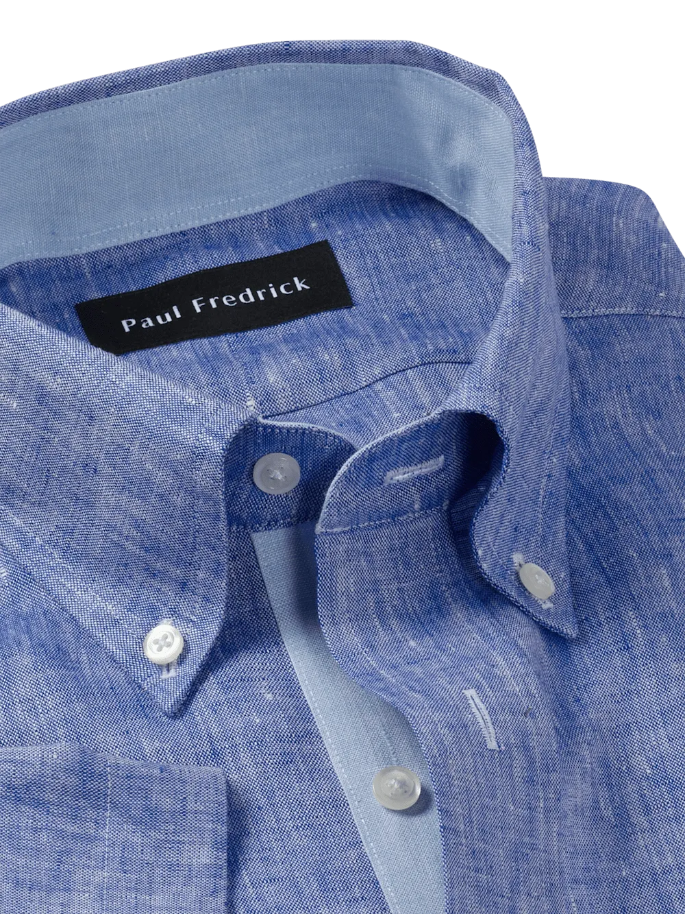 Non-Iron Linen Solid Dress Shirt With Contrast Trim - Dark Blue