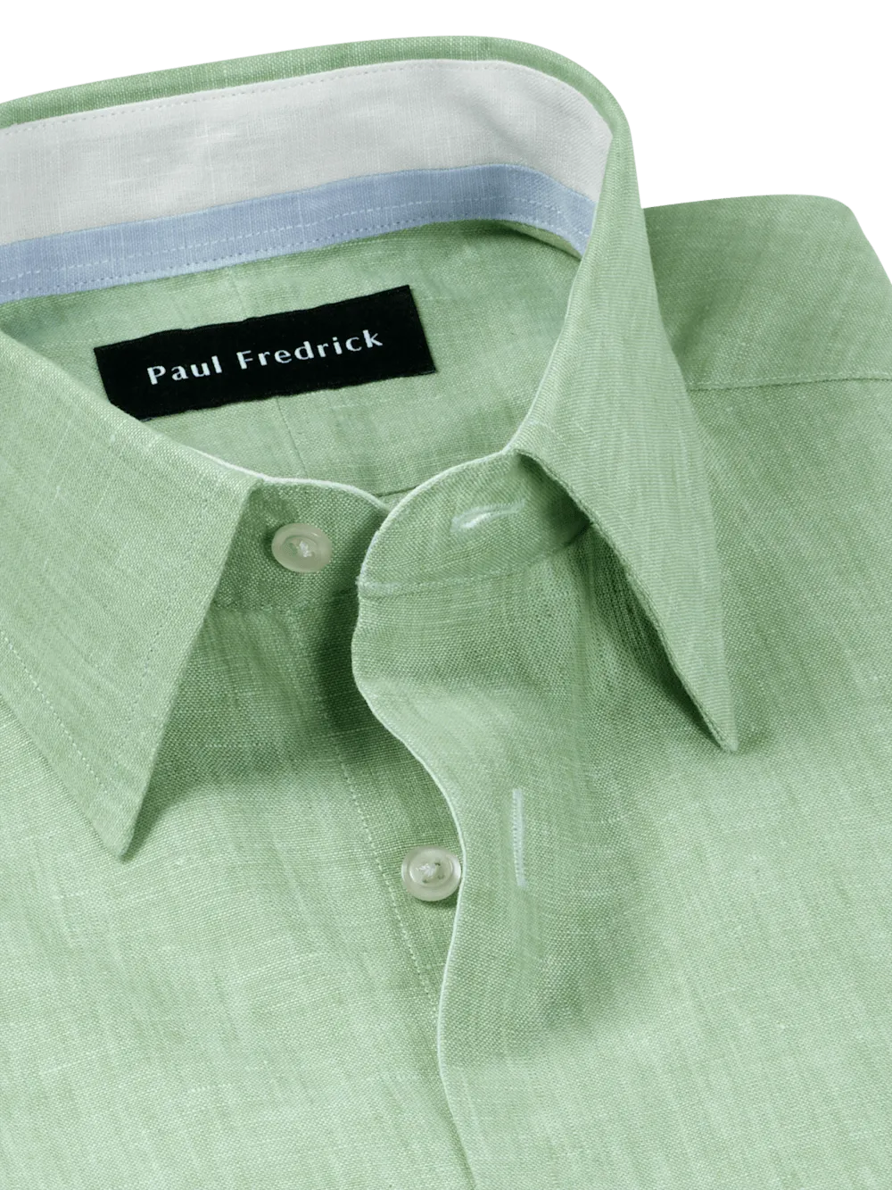 Non-Iron Linen Solid Dress Shirt With Contrast Trim - Green