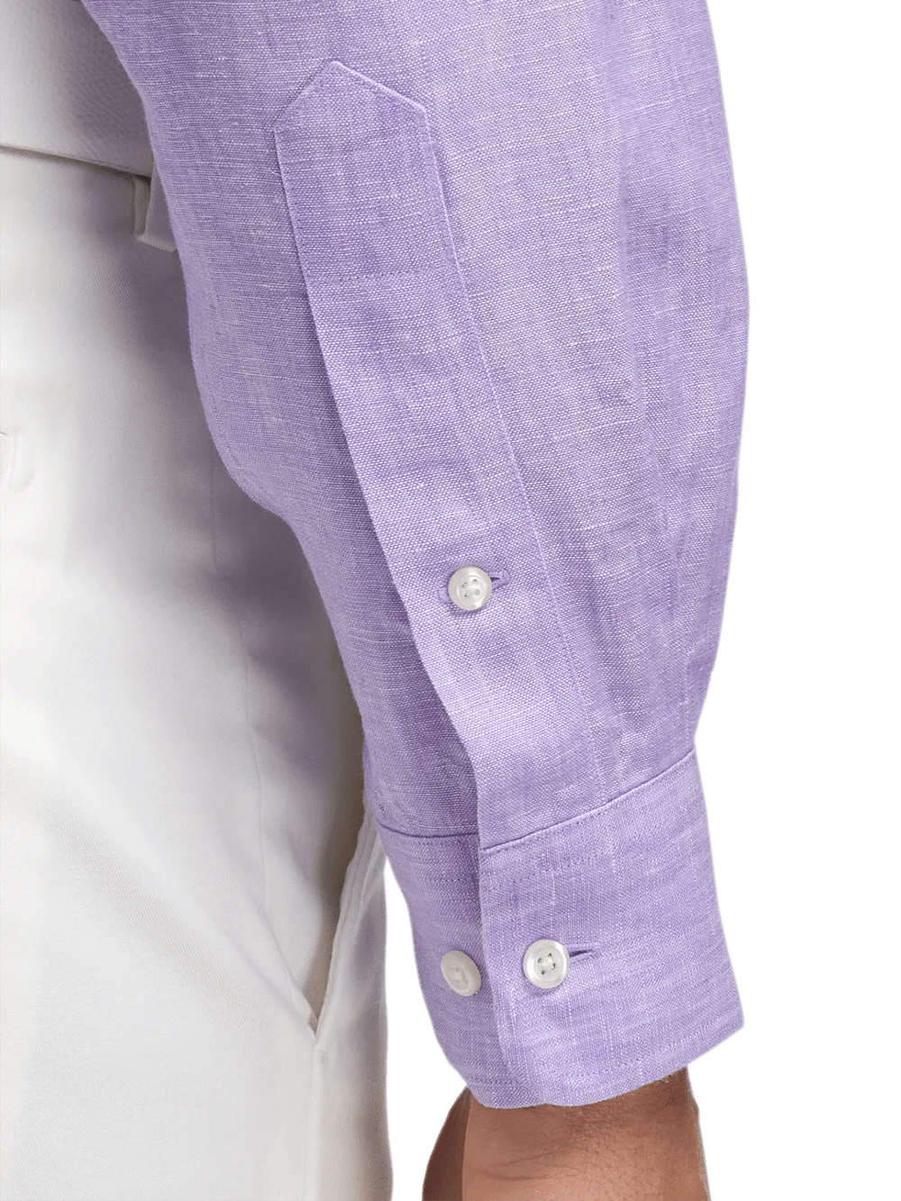 Non-Iron Linen Solid Dress Shirt With Contrast Trim - Lavender