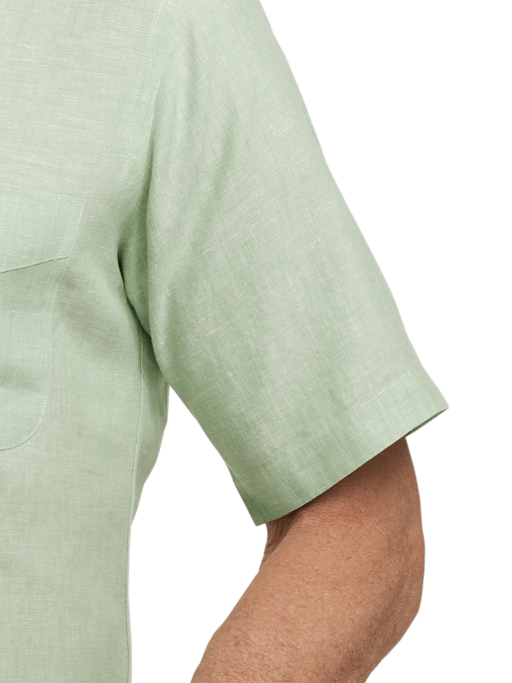 Non-Iron Linen Solid Dress Shirt With Contrast Trim - Light Green