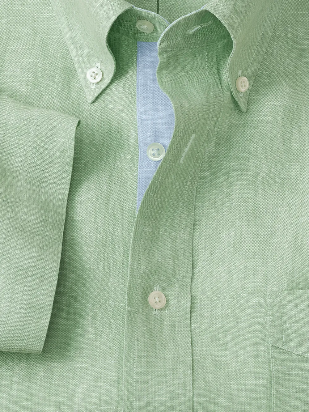Non-Iron Linen Solid Dress Shirt With Contrast Trim - Light Green