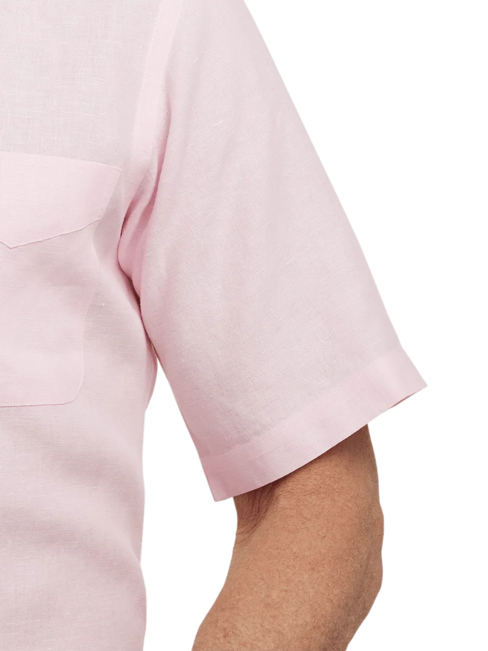 Non-Iron Linen Solid Dress Shirt With Contrast Trim - Pink