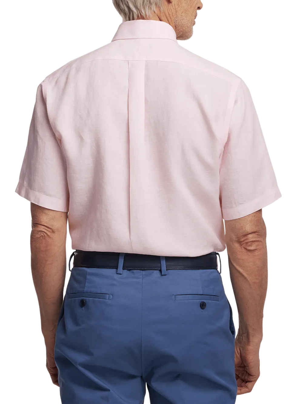 Non-Iron Linen Solid Dress Shirt With Contrast Trim - Pink
