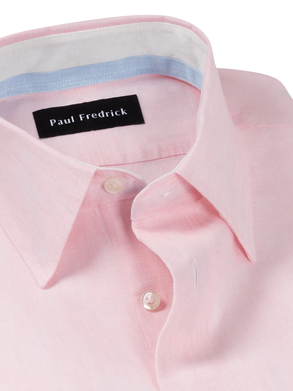 Non-Iron Linen Solid Dress Shirt With Contrast Trim - Pink