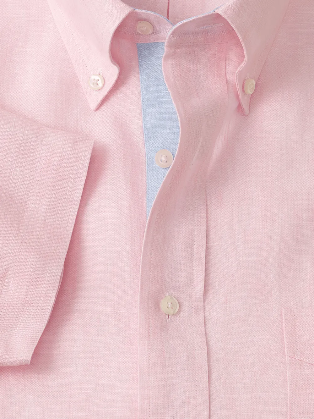 Non-Iron Linen Solid Dress Shirt With Contrast Trim - Pink