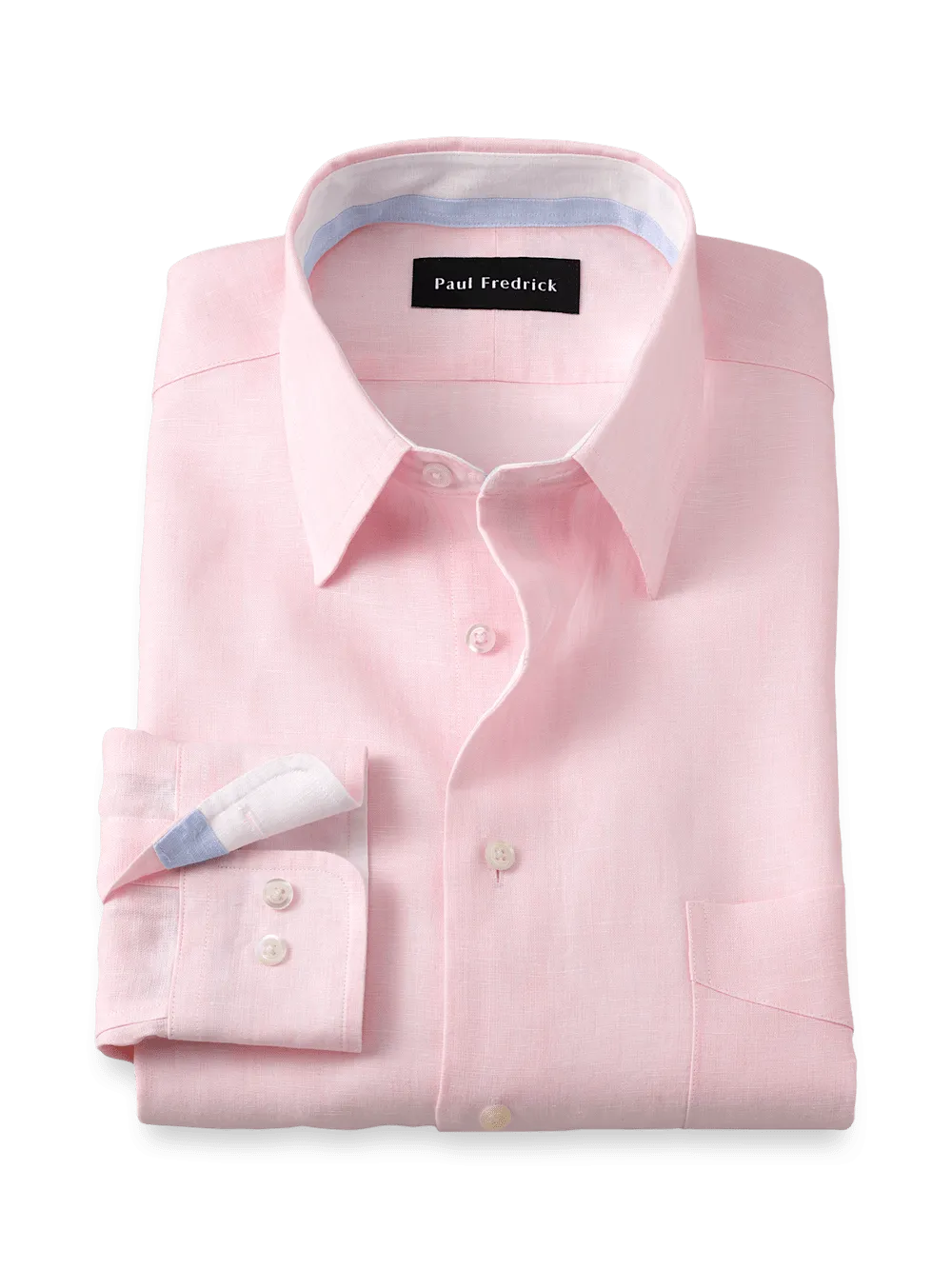Non-Iron Linen Solid Dress Shirt With Contrast Trim - Pink