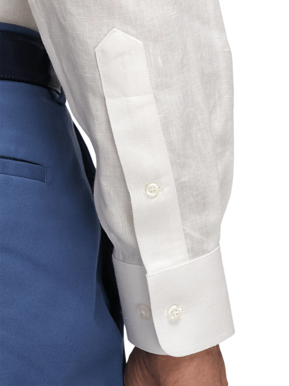 Non-Iron Linen Solid Dress Shirt With Contrast Trim - White