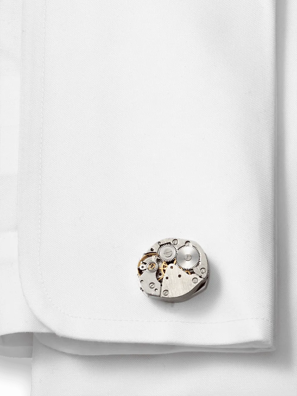 Oval Watch Movement Cufflinks - Silver/gold