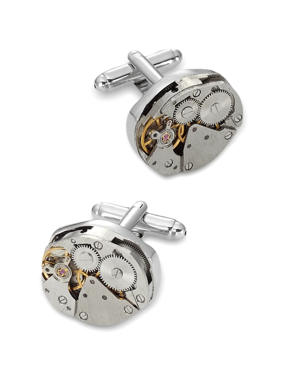 Oval Watch Movement Cufflinks - Silver/gold