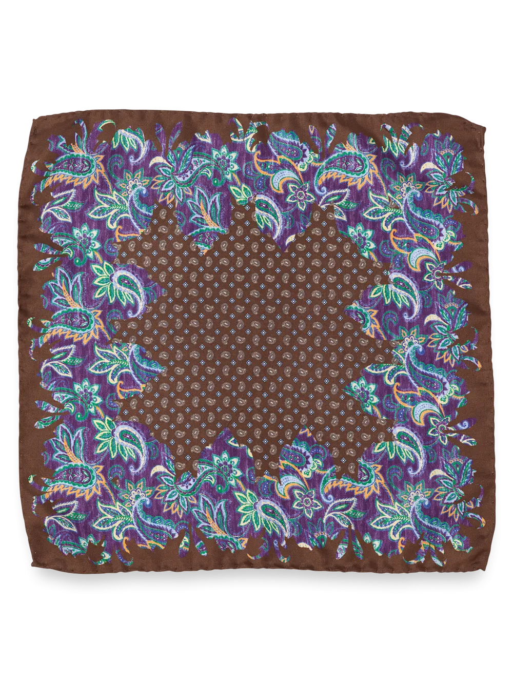Paisley Silk Pocket Square - Brown Multi