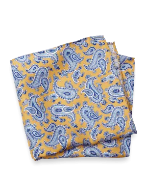 Paisley Silk Pocket Square - Yellow/blue