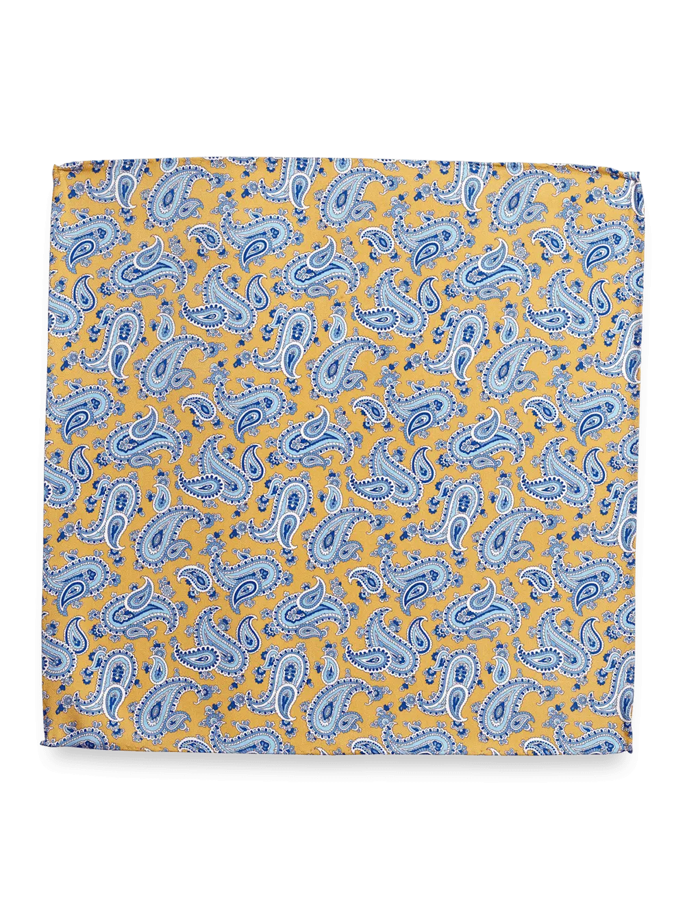 Paisley Silk Pocket Square - Yellow/blue