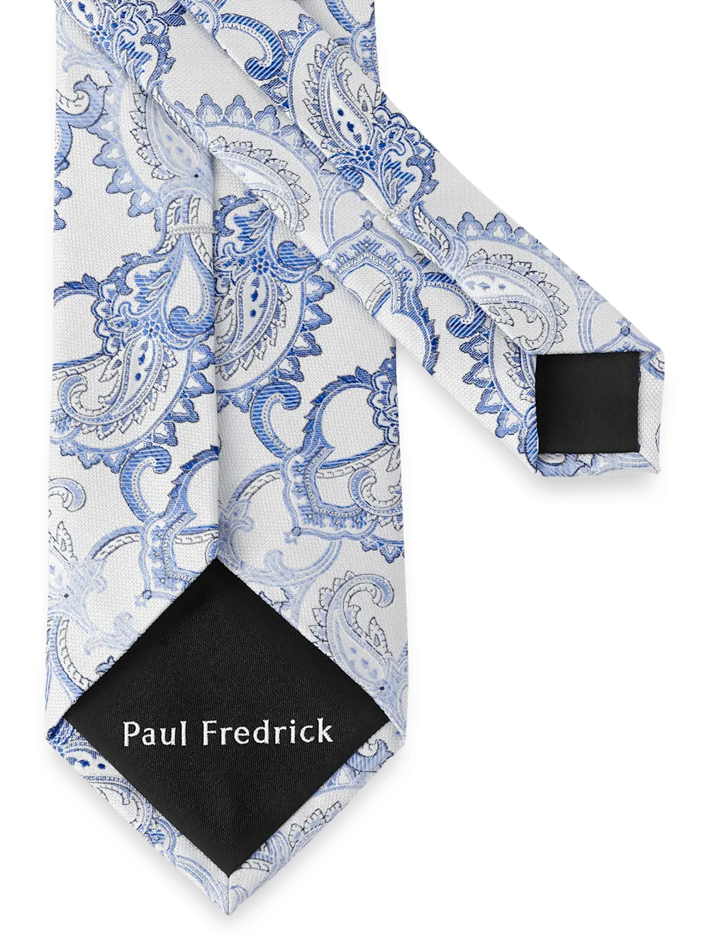 Paisley Woven Silk Tie - White/blue