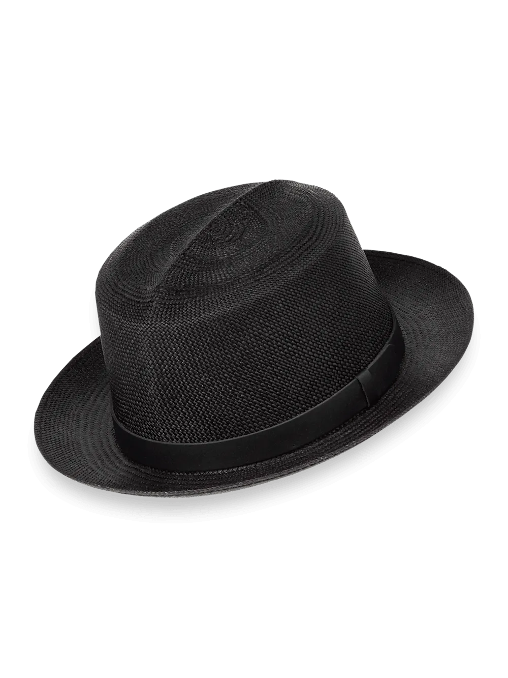 Panama Fedora With Leather Band - Black