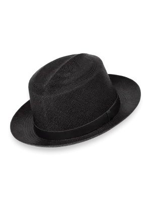 Panama Fedora With Leather Band - Black